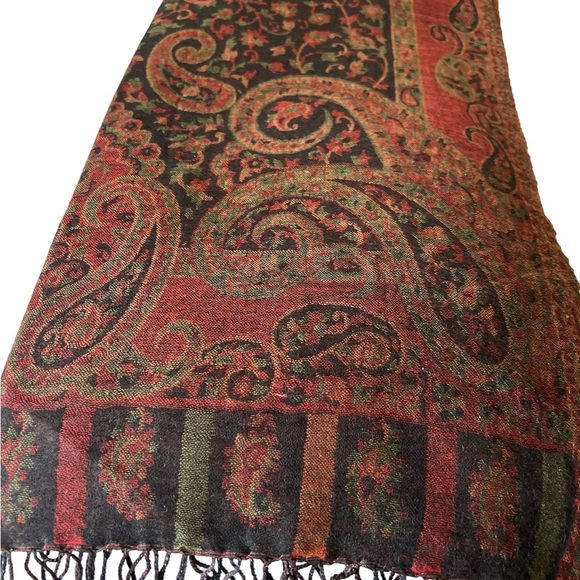 Multicoloured Embroidered Self Print Border - 70*180 - 100% Silk - Picture 4 of 6